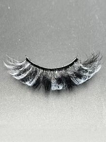 White Full false lashes,1Pc 20mm Faux mink Fluffy Colorful False Eyelashes For Festivals makeup - White - View 3