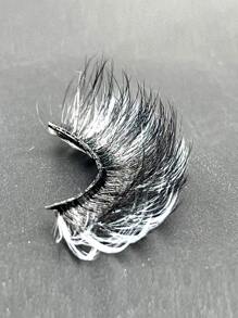 White Full false lashes,1Pc 20mm Faux mink Fluffy Colorful False Eyelashes For Festivals makeup - White - View 4