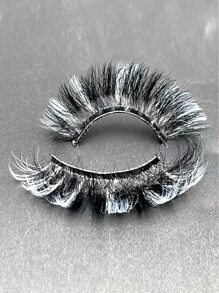 White Full false lashes,1Pc 20mm Faux mink Fluffy Colorful False Eyelashes For Festivals makeup - White - View 6