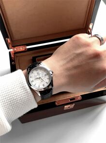 Pablo Raez 1 件男士手表时尚休闲腕表，适合男士夏季配饰，不锈钢银色 IPS 表壳，奢华黑色，柔软舒适超细纤维皮革手链，三维感钻石鳞片表盘，带日期，50 米防水，顶级全新男士石英腕表运动优雅时钟精美教师礼物，适合朋友或家人，父亲礼物，适合日常生活/工作/派对装饰，礼服手表，毕业婚礼礼物 - 黑與白 - 查看 10