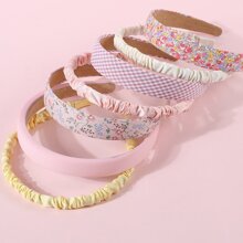 7pcs/Set Cute Floral Mesh Ruffle & Solid Color Sponge Headband Hair Accessories For Girls, Gift And Everyday Use - Multicolor - View 1
