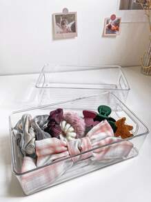 1 件装简易透明发饰收纳盒，采用亚克力材质，适合女孩和女士整理发带、发夹、耳环等，放在梳妆台上，性别揭秘派对，非常适合生日、婚礼、派对，是送给同事、朋友和家人的完美礼物，适合返校 - 無色 - 查看 3