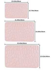 1 Pieza De Tapete Para El Piso De Baño Que Absorbe El Agua Lentamente Y Tiene Un Patrón De Piedra Y Color Sólido Simple - Rosa - Ver 5