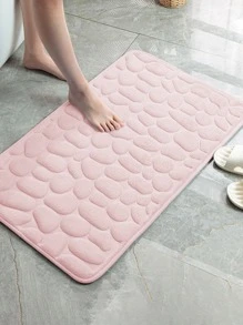 1 Pieza De Tapete Para El Piso De Baño Que Absorbe El Agua Lentamente Y Tiene Un Patrón De Piedra Y Color Sólido Simple - Rosa - Ver 2