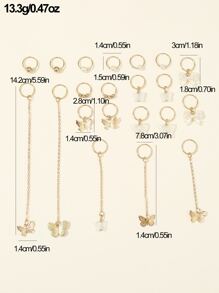 21入組女性蝴蝶&珍珠髮箍設置，波西米亞風格