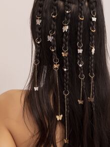 21入組女性蝴蝶&珍珠髮箍設置，波西米亞風格