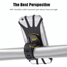 360 Rotatable Bicycle Phone Holder Silicone Motorcycle Stand Bracket - Black - View 5
