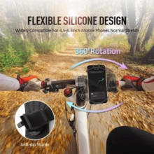 360 Rotatable Bicycle Phone Holder Silicone Motorcycle Stand Bracket - Black - View 8