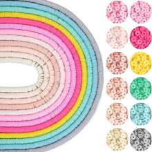 12串粘土珠，用於珠寶製作的聚合物粘土珠，以及用於衝浪手鍊項鍊製作的6毫米乙烯基珠