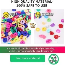 12串粘土珠，用於珠寶製作的聚合物粘土珠，以及用於衝浪手鍊項鍊製作的6毫米乙烯基珠