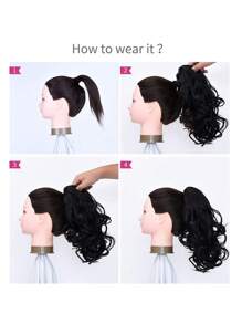 Extensiones de cabello de cola de caballo 15 "pinzas de pelo de garra Pequeñas ondas de cola de caballo piezas de cabello de aspecto natural sintético para mujeres - Multicolor - Ver 6
