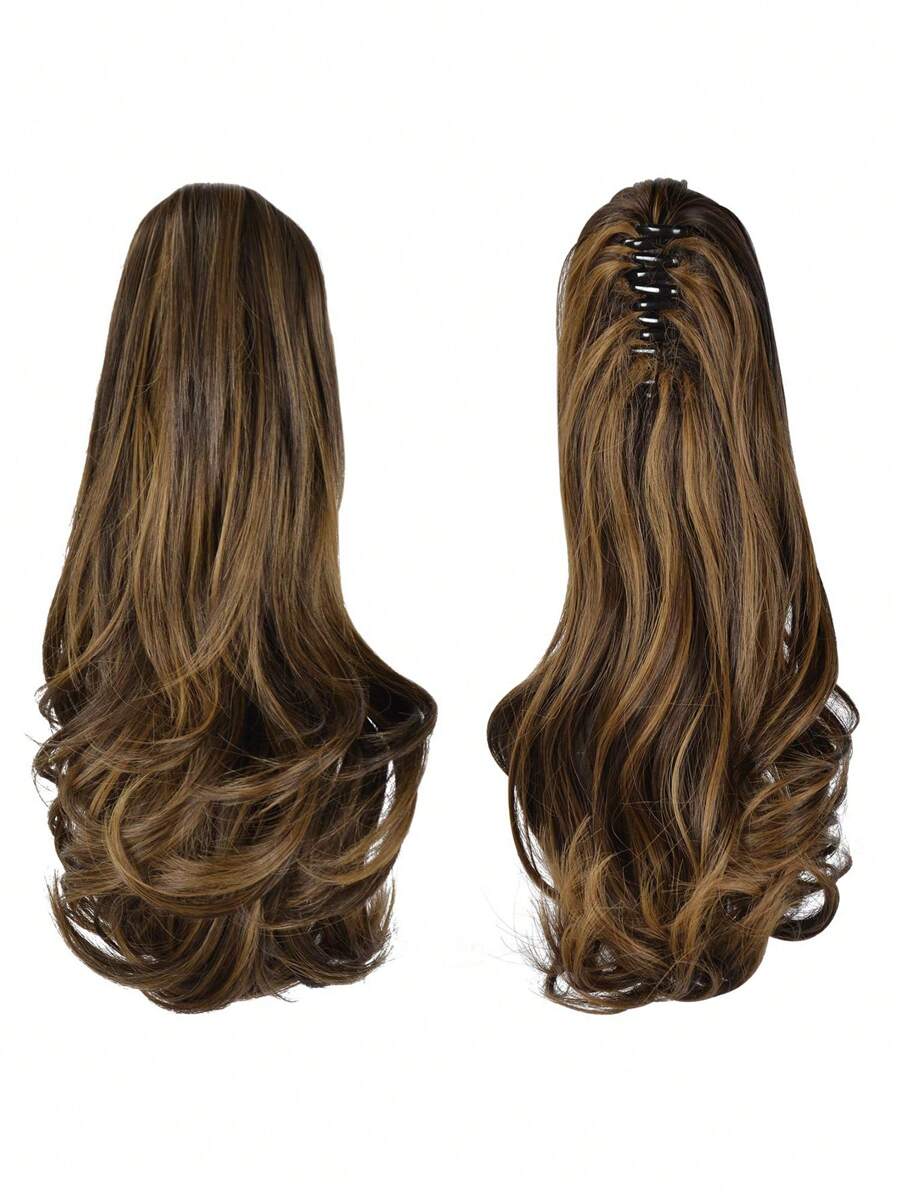 Extensiones de cabello de cola de caballo 15 "pinzas de pelo de garra Pequeñas ondas de cola de caballo piezas de cabello de aspecto natural sintético para mujeres - Multicolor - Ver 1