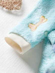 PETSIN 1 Stück Jumpsuit mit Haustier Fleece Grün Knochen Muster,