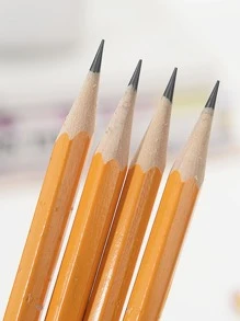 10入組/套木頭黃色鉛筆帶橡皮,HB鉛筆芯,學生文具適用於寫作和學習 - 黃色 - 查看 5