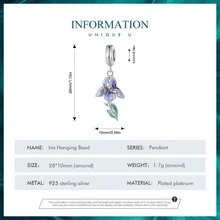MISEFF 1入組 925 純銀植物鳶尾花珠吊飾適用於手鍊和項鍊 DIY 精美珠寶禮物 - 杏色 - 查看 6