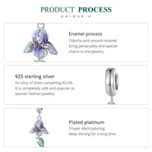 MISEFF 1入組 925 純銀植物鳶尾花珠吊飾適用於手鍊和項鍊 DIY 精美珠寶禮物 - 杏色 - 查看 8