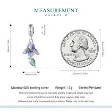 MISEFF 1入組 925 純銀植物鳶尾花珠吊飾適用於手鍊和項鍊 DIY 精美珠寶禮物 - 杏色 - 查看 7
