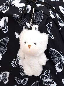 Mochila dulce con estampado de mariposa personalizado escuela estilo con colgante - Blanco y Negro - Ver 6