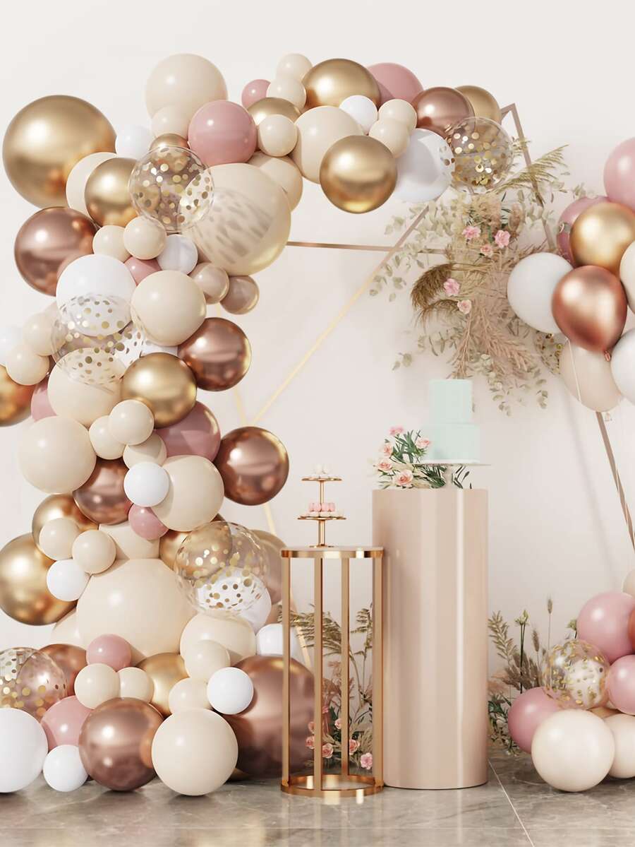 101入組粉色的白色玫瑰金氣球花環拱形成套工具生日派對裝飾兒童寶寶派對女孩乳膠氣球鏈條婚禮派對用品 - 彩色 - 查看 1