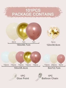 101入組粉色的白色玫瑰金氣球花環拱形成套工具生日派對裝飾兒童寶寶派對女孩乳膠氣球鏈條婚禮派對用品 - 彩色 - 查看 3