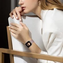 St.Siabe 1 件运动环形尼龙表带兼容 Apple Watch 表带 38 毫米 40 毫米 41 毫米 45 毫米 44 毫米 42 毫米 49 毫米皮革，适用于 Ultra Apple Watch 系列 S10 9 8 7 6 SE 5 4 3 2 1 女士和男士弹性编织替换透气可调节单环智能手表表带配件 - 粉色 - 查看 4