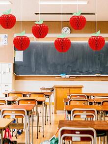 5入組蘋果形蜂窩紙花燈籠，非常適合學校、返校季家庭聚會裝飾 - 紅色 - 查看 7