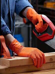 Guantes 4 desechable naranja nitrilo resistente , industrial , diamante textura - Naranja - Ver 2