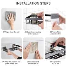 1pc Bathroom Storage Rack, Wall Mounted, Waterproof, No Trace Sticker, For Various Toiletries, Kitchen Shelf - Bạc - Xem 5