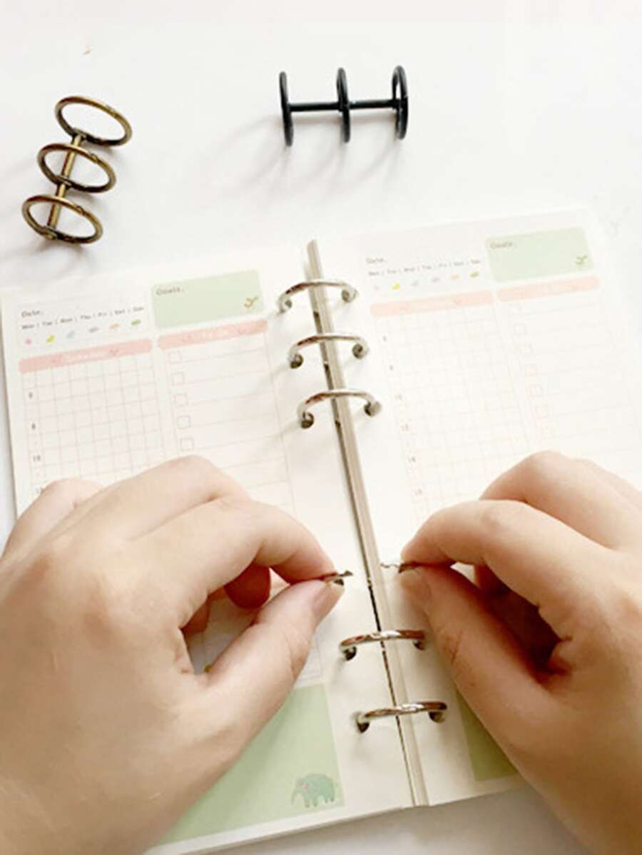 1入組3環隨機風格收納工具適用於活頁本 - 彩色 - 查看 1