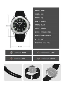 Skmei Skmei9286 Men's Luxury Silicone Watch, Stainless Steel Back, Water Resistant Quartz Watch