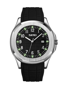 Skmei Skmei9286 Men's Luxury Silicone Watch, Stainless Steel Back, Water Resistant Quartz Watch