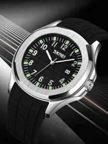 Skmei Skmei9286 Men's Luxury Silicone Watch, Stainless Steel Back, Water Resistant Quartz Watch