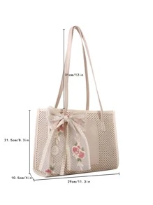 Bolsa de paja ligera y casual con decoración de lazo para adolescentes, mujeres y estudiantes universitarias, perfecta para la universidad, el aire libre, los viajes, las salidas, bolso de hombro, bolso tipo Boston, bolso de playa, vacaciones, casual, bolso de playa llamativo para el verano, bolso de playa de paja de verano para mujeres, los bolsos de playa talla grande populares para mujeres, bolso de verano de vacaciones de moda, bolsos de mujer esenciales para vacaciones y días festivos