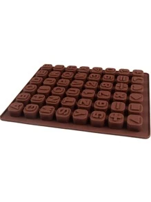 1 件 48 格矽膠巧克力模具,帶字母和數字,矽膠軟糖模具,糖果食品模具,用於蛋糕裝飾,烘焙水晶滴模具 - 咖啡棕 - 查看 7