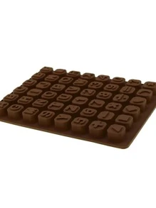 1 件 48 格矽膠巧克力模具,帶字母和數字,矽膠軟糖模具,糖果食品模具,用於蛋糕裝飾,烘焙水晶滴模具 - 咖啡棕 - 查看 5