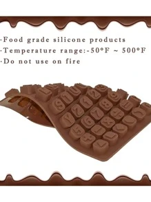 1 件 48 格矽膠巧克力模具,帶字母和數字,矽膠軟糖模具,糖果食品模具,用於蛋糕裝飾,烘焙水晶滴模具 - 咖啡棕 - 查看 4