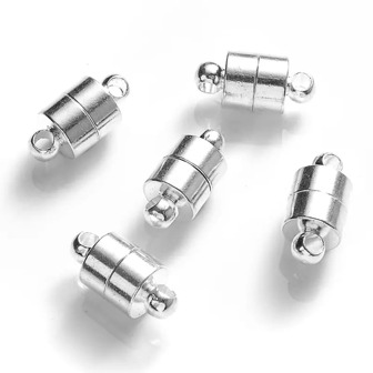 5雙磁性扣圓筒結尾扣飾磁吸適用於連接器繩索鏈條DIY首飾類手環項鍊