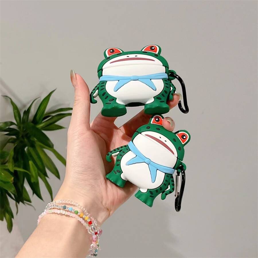 卡通青蛙設計耳機殼適用於Airpods - 綠色 - 查看 1
