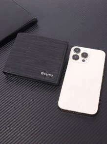 Wcarno 男士皮革压花徽标信用卡夹小钱包双折超薄钱包带身份证窗口父亲节礼物礼物礼品商务休闲男士钱包钱包钱包男士钱包真皮