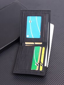 Wcarno 男士皮革压花徽标信用卡夹小钱包双折超薄钱包带身份证窗口父亲节礼物礼物礼品商务休闲男士钱包钱包钱包男士钱包真皮