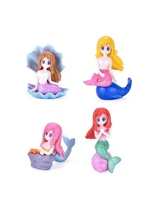 1 pieza con concha sirena micropaisaje DIY miniatura jardín Decoración con dibujos animados Muñeca para pecera - Multicolor - Ver 4