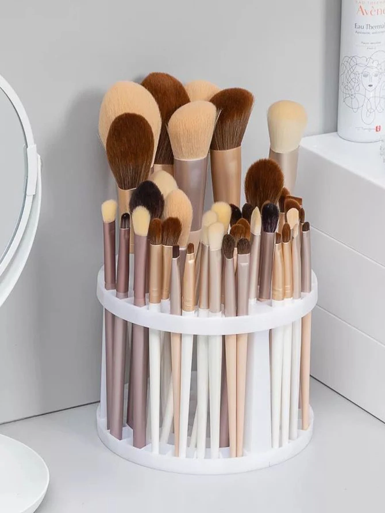 1pc Large Capacity Makeup Brush Organizer Bucket, Storage Rack For Art Brushes, Pencils, Eye And Brow Liners,Room,Home,Bedroom,Bathroom,House,Pink Room,Living Room Decor,Travel Stuff,Gift Bag,Gifts For Mom,Dad,Men,Friends,Teacher,Birthday,Wedding,Desk,Shelves,Accessories,Gift Boxes,Funny Gift,Storage,Makeup Brush Holder