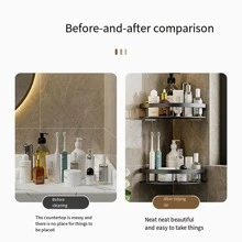 1pc Triangle Aluminum Storage Shelf, Simple Multipurpose Black Storage Rack For Home - 黑色 - 查看 2