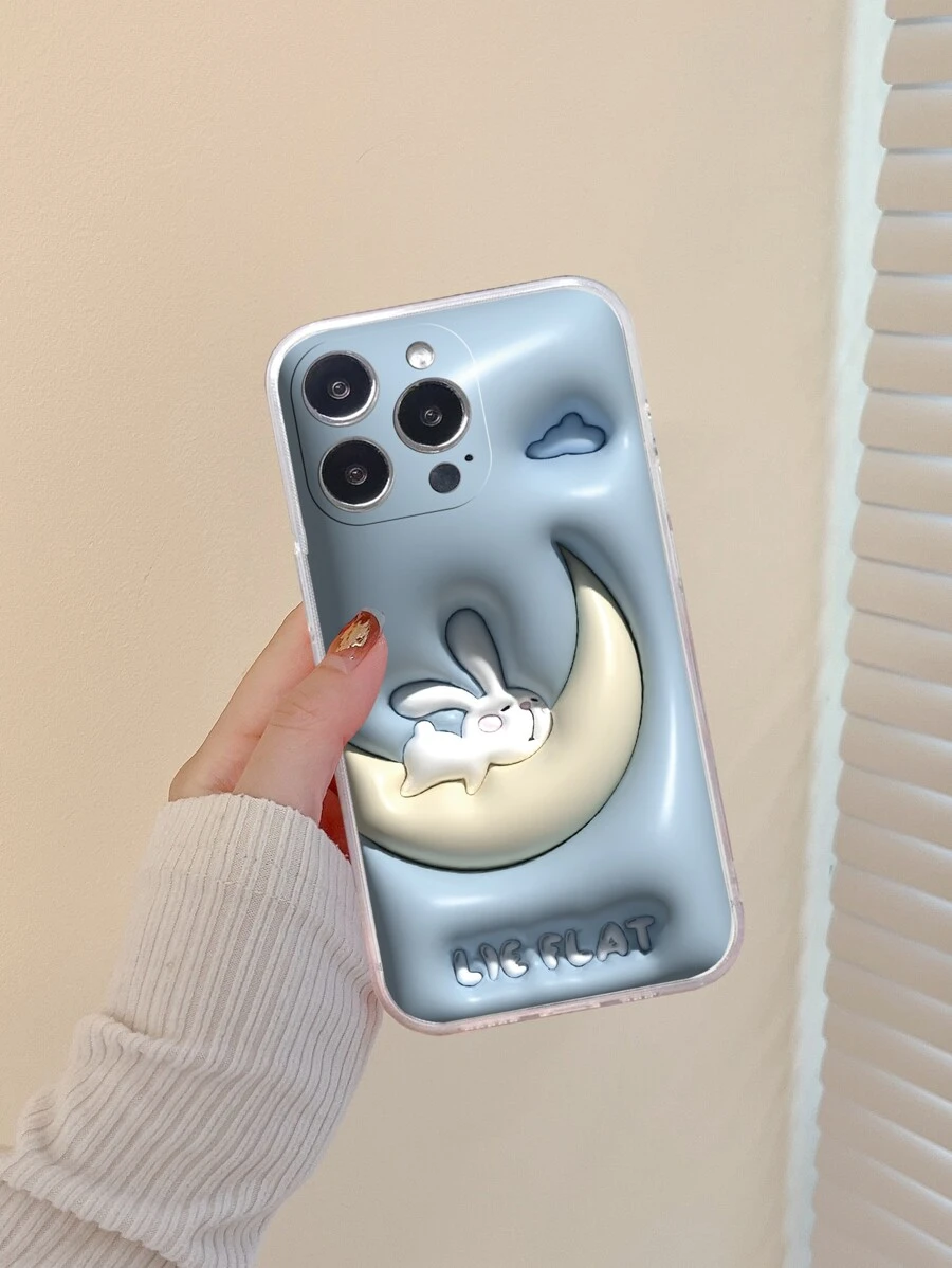 月亮和兔子裝飾手機殼