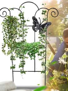 植物攀登架,戶外鐵花支架適用於盆栽,金屬線格形狀花園植物支撐邊框 - 黑色 - 查看 1