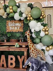 152pcs Sage Green And Metallic Gold Latex Balloon Arch Kit, Suitable For Graduation Ceremony, Birthday, Wedding, Anniversary, Celebration Events, Party Decoration - Green - View 2