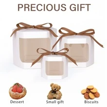 24 piezas Cajas de regalo hexagonales blancas con ventana de visualización, cajas de embalaje de cartón para regalos, fiesta de cumpleaños, regalos festivos - Blanco - Ver 3