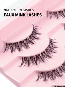 Happy Butterfly 10 对自然交叉全假睫毛，透明茎，蓬松纤细，适合日常使用，漫画睫毛，旅行必备，假睫毛，睫毛，假睫毛 - 黑色 - 查看 4