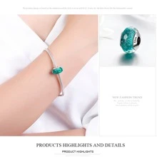 WOSTU 1pc 925 Sterling Silver Shiny Semi-Transparent Murano Glass Bead Pendant, Suitable For DIY Bracelet - Silver - View 7