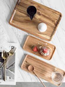 1片木盤伺餐食日用長方形木質托盤,用於起司開胃菜肉類蔬菜甜點家庭派對,共4個尺寸 - 杏色 - 查看 2